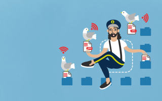 Files captain with wifi pigeons in blue