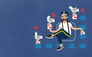 Files captain with wifi pigeons in dark blue 