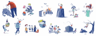 Various illustrations of children's rights