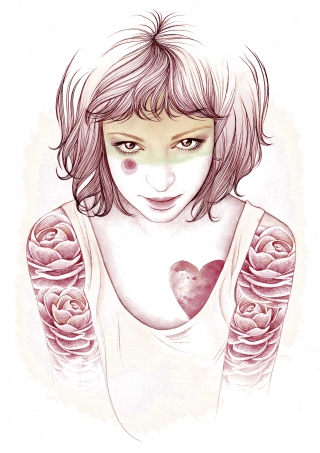 Woman with tattoos of flowers.jpg