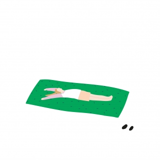 Greenmind girl lying on a grass