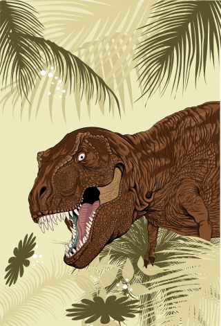 T Rex in palm leaves.png