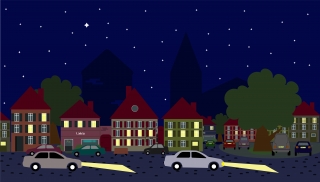 Cars in the city at night