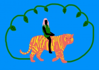 Tiger rides in the jungle