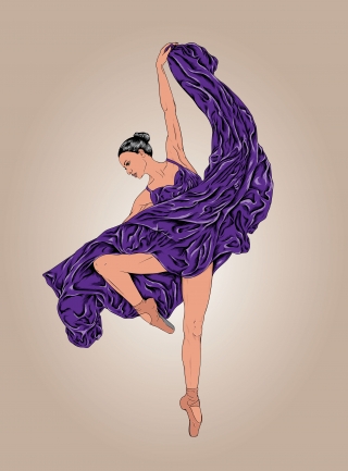 Ballet ballerina dancing in purple dress