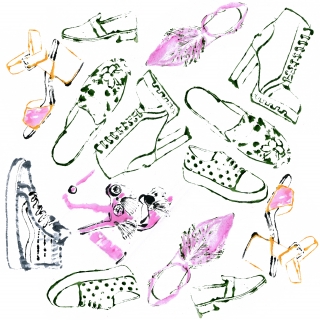 Different shoes: sandals, flats, sneakers etc pattern