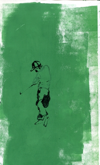 man playing golf, green 