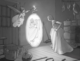 Cinderella transforming into princess