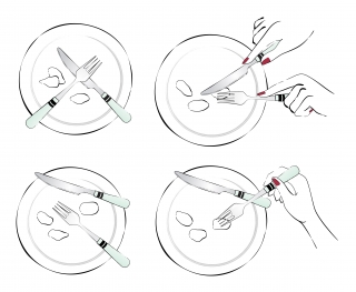 Set of conceptual icons on eating etiquette