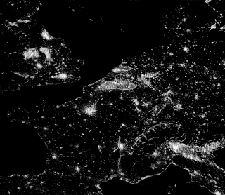 Europe at night from the sky