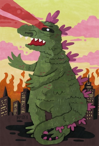 Godzilla destroying NY