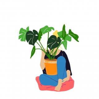 Girl holding plants