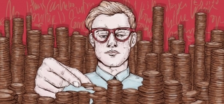 Banker counting coins