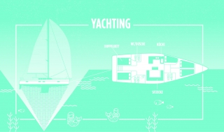 Blue yachting infographic