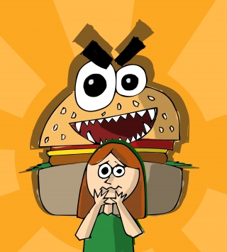 Burguer monster stalking a girl