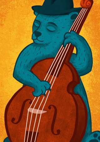 Bear playing contrabass