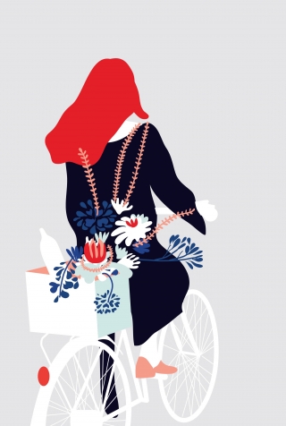 Girl on a Bike with Flowers and Red Hair.jpg