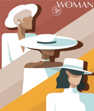 The Woman. Three characters (women wearing white outfits and white hats) created for @thewoman.ro community and the 9th edition of The Woman Leadership Conference.