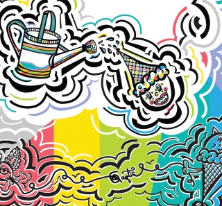 Qaqtis %22Watering Can Clown%22 illustration for a wall mural