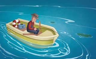 An old man in a boat