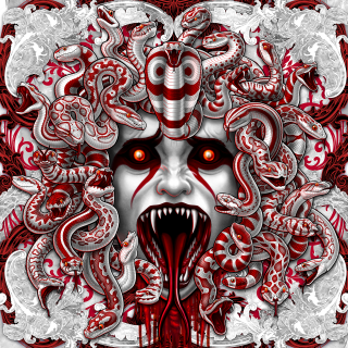 Bloody White Gothic Style Medusa's head screaming.png