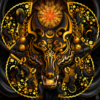 Gold and Black Kitsune or Japanese Fox