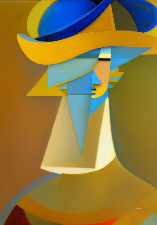 Femme au chapeau bleu 70 x 100 cm