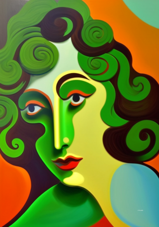 Femme aux boucles vertes 70 x 100 cm