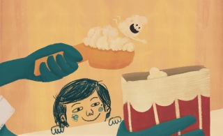 Kernel as a popcorn meeting the popcorn bag s.jpeg