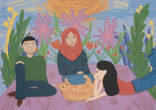 A family portrait commission, a tribute to their late cat.jpg