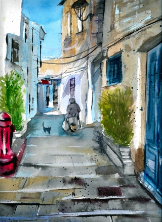 Watercolor Village Street Painting.jpg