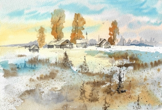 Watercolor Winter Village.jpg