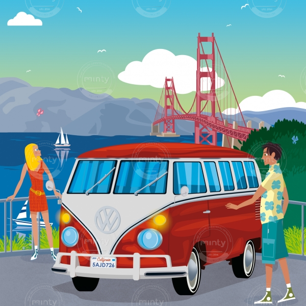 California road trip on volkswagen van