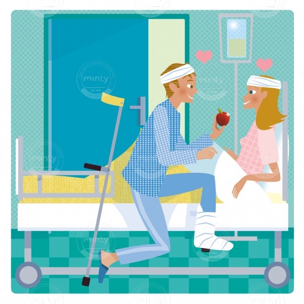 Injured couple in a hospital