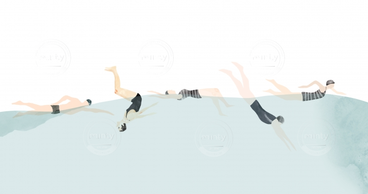 Women swimming in sea