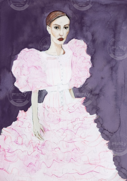 Lilly Rose Deep in a pink ruffle dress, walking Chanel Haute Couture ...