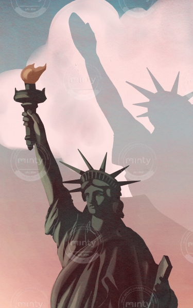 What's happen to America- The Liberty statue reveal a shadow in the sky of a nazi salute, abut the racist movement going on in USA