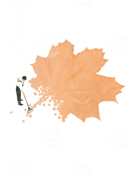 Cleaning leaves in autumn