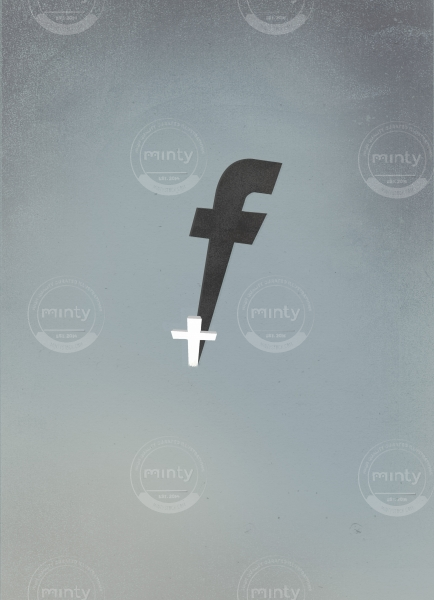 The death of privacy- Cross projecting the shadow of the  fb  logo meaning the end of the privacy