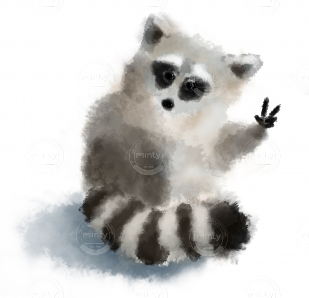 Fluffy raccoon says peace for everyone