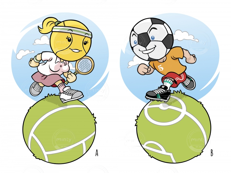 Tennis and Soccer 'BallHeads' run on a spherical field