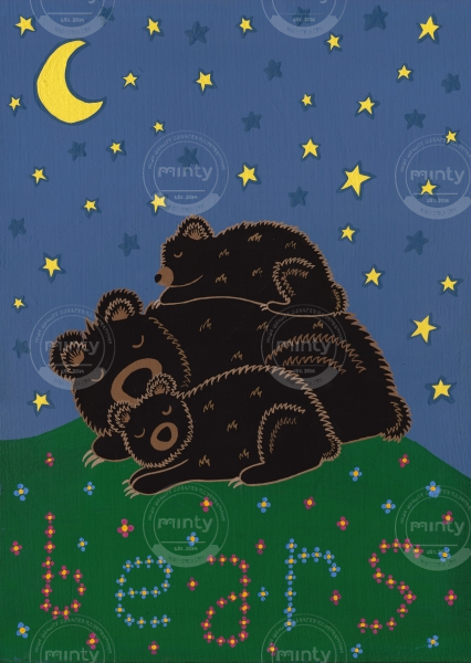 Bears family sleeping on a mountain