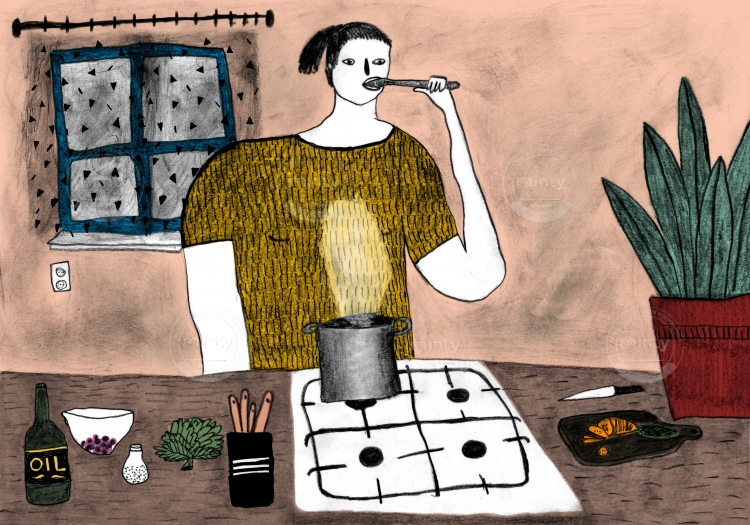 Woman cooking dinner 