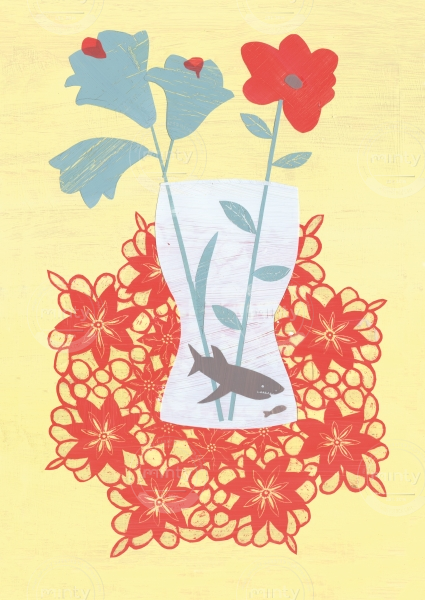 A shark in a flower vase