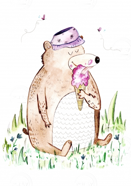 Bear eating icecream