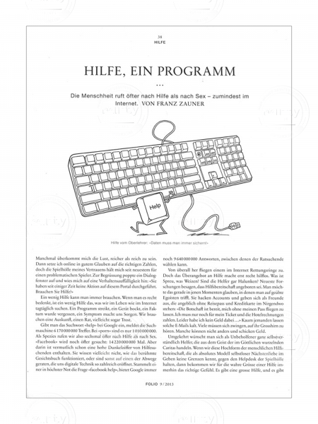 Editorial Illustration for NZZ Folio magazine (help key with a keyboard on his shoulders)