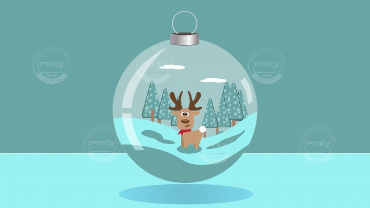 A christmas ball with a cute deer inside