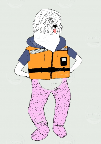 Dog wearing swimming vest