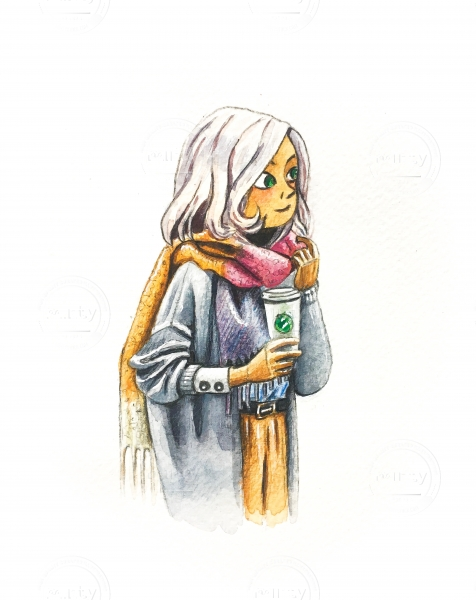 The girl with coffee to go