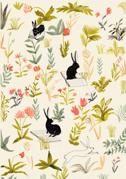 Little rabbits jumping on a meadow